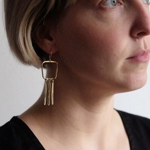 L. Greenwalt Art Deco Gold Drop Earrings